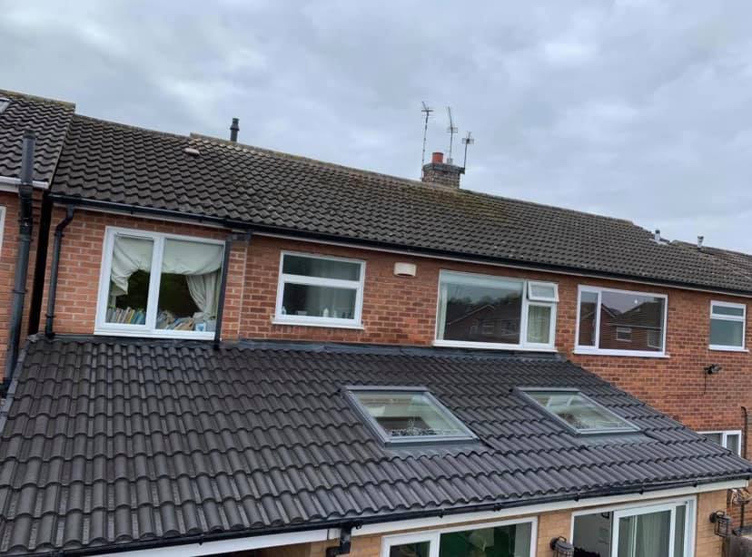 Full extension re-roof with electric Velux window installation by BMN Roofing, East Midlands