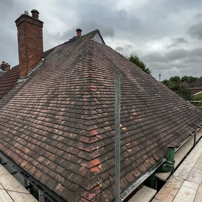 Roof tiles before professional cleaning — BMN Roofing Derbyshire