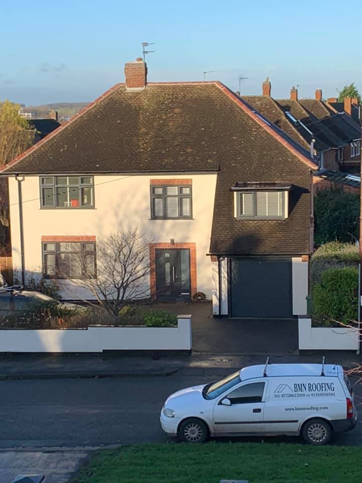 Ridge and hip tile installation by BMN Roofing, Derbyshire